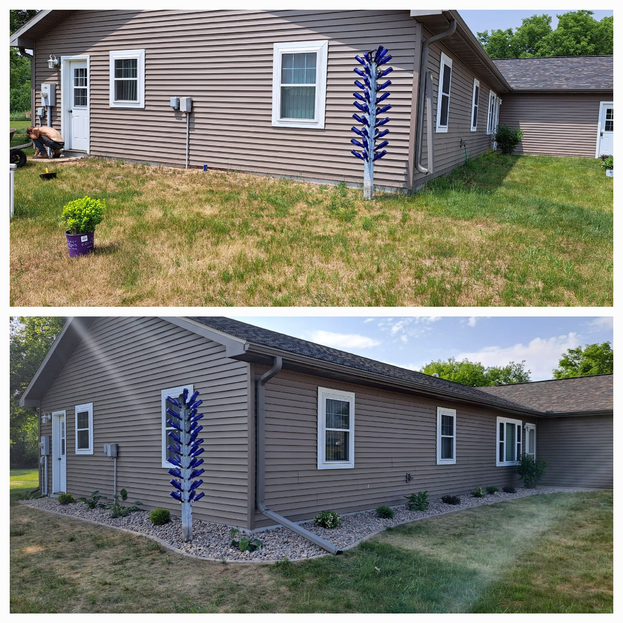 Before and after landscaping project by Garbers & Sons Eau Claire WI