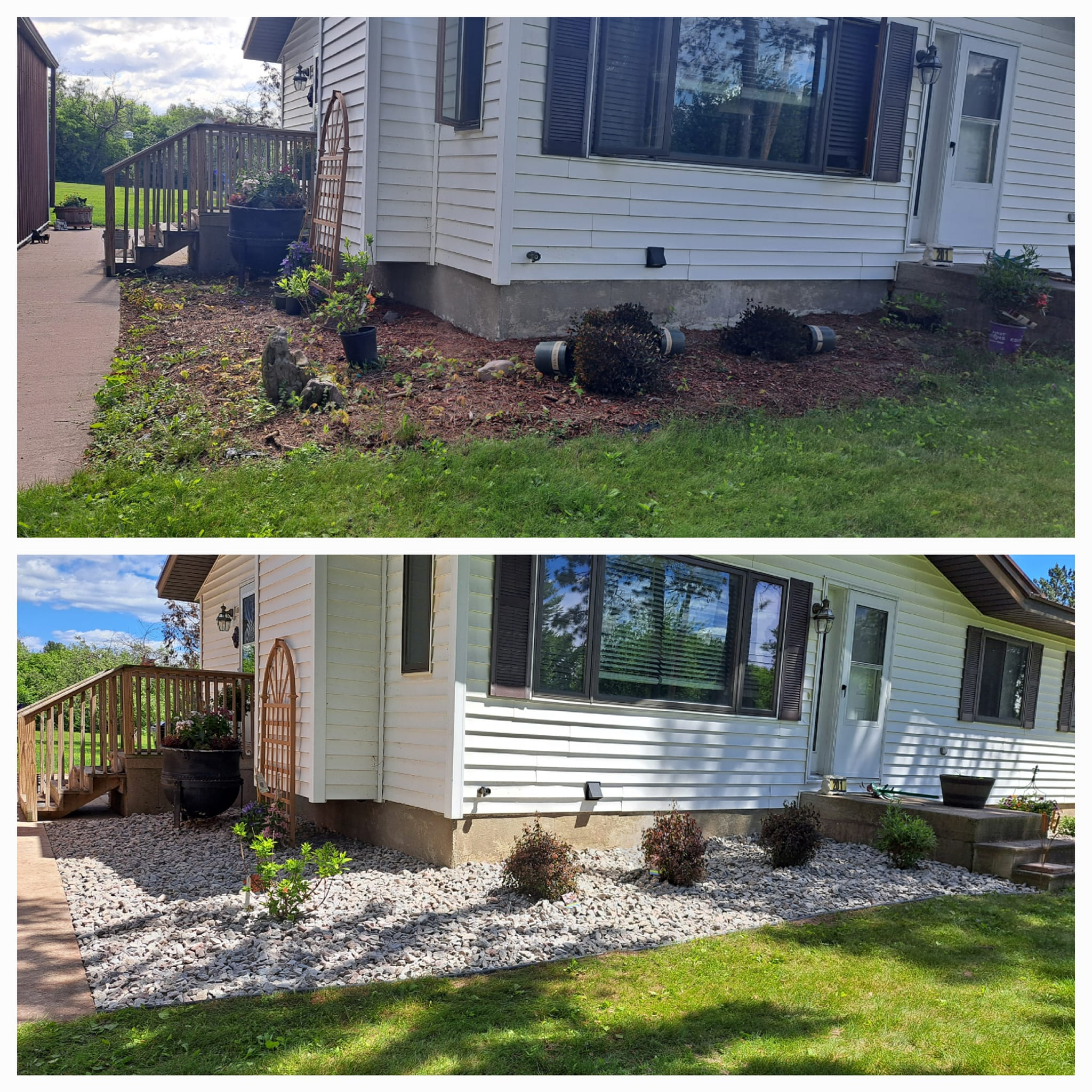 Rock and mulch installation in Eau Claire by Garbers & Sons