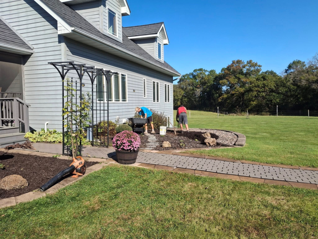 Garbers & Sons crew working on a spring landscaping project in Eau Claire, WI