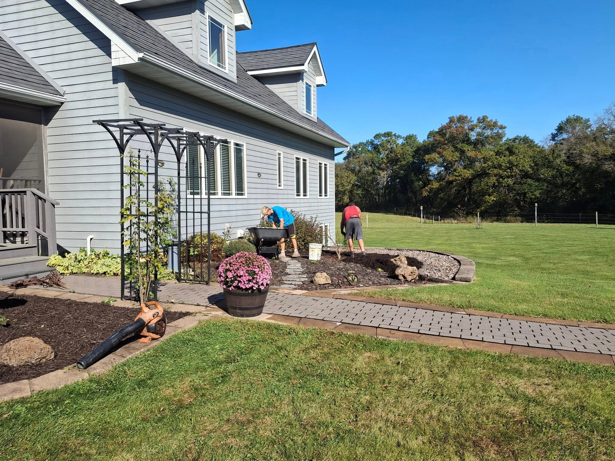 Garbers & Sons crew working on a spring landscaping project in Eau Claire, WI