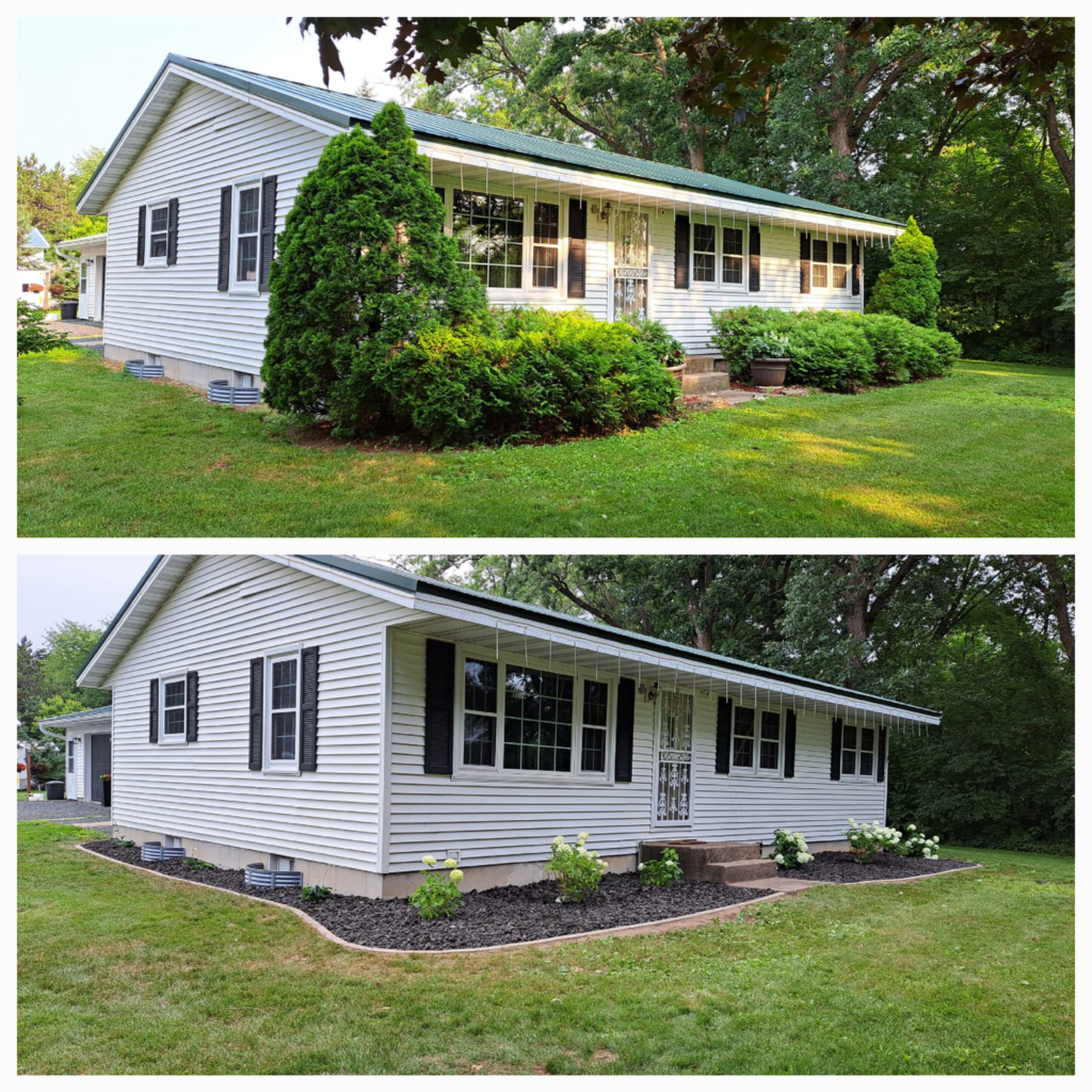 Before and after landscaping project by Garbers & Sons Eau Claire WI