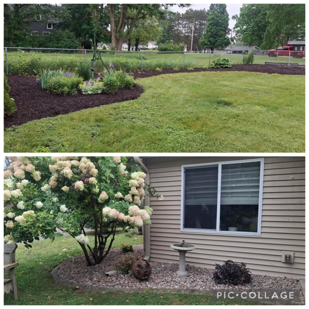 Rock and mulch bed done by garbers & Sons eau claire wi
