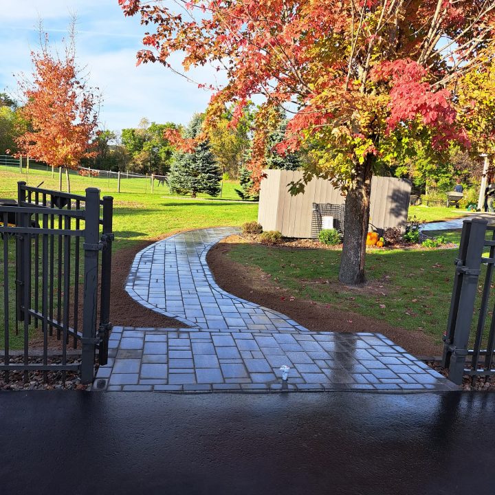 Paver patio installation by Garbers & Sons Landscaping Mondovi WI